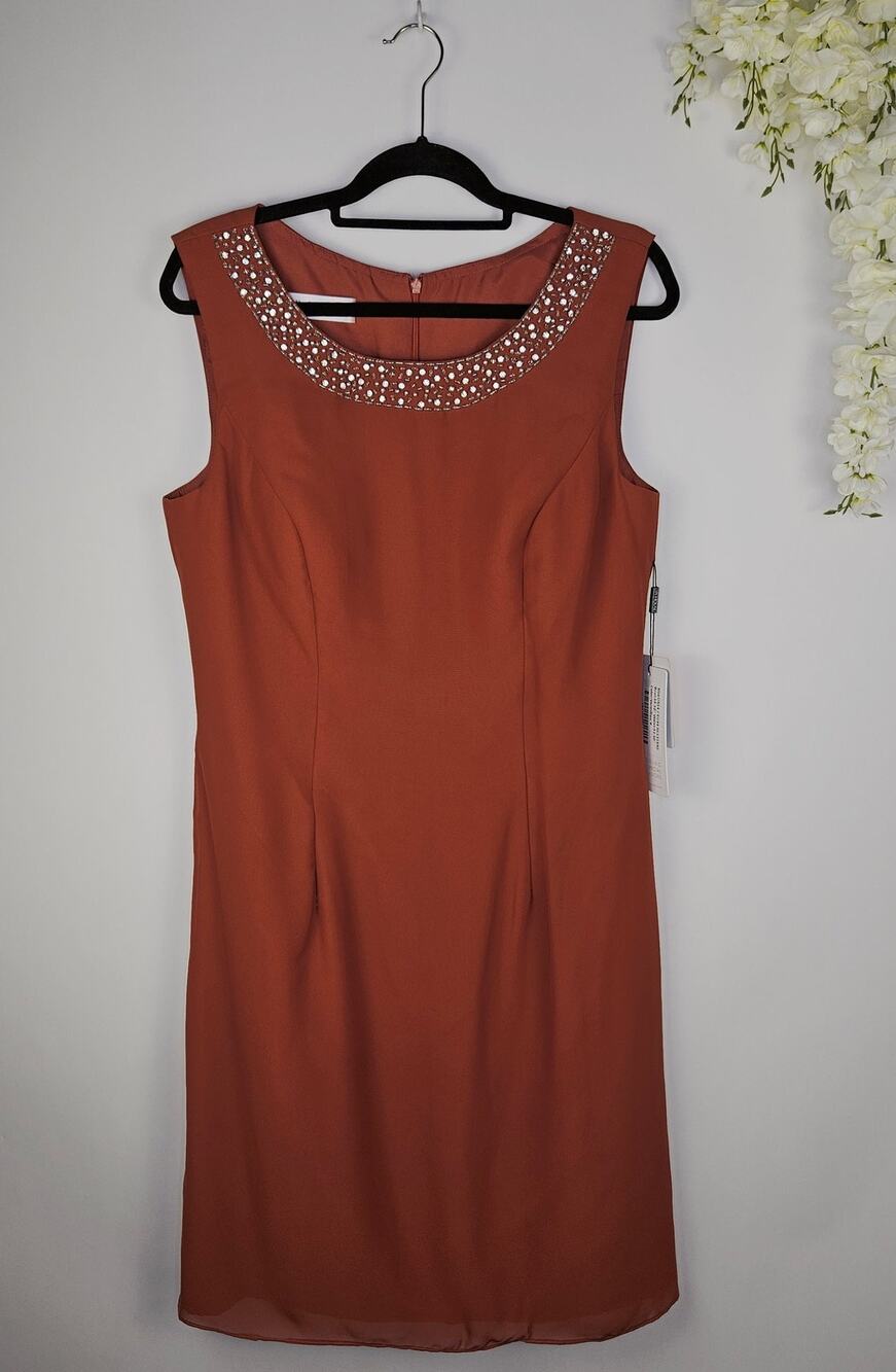 New JJs House Special Occasion Dress Sz 14 Beaded Sheath Wedding Mother of Bride